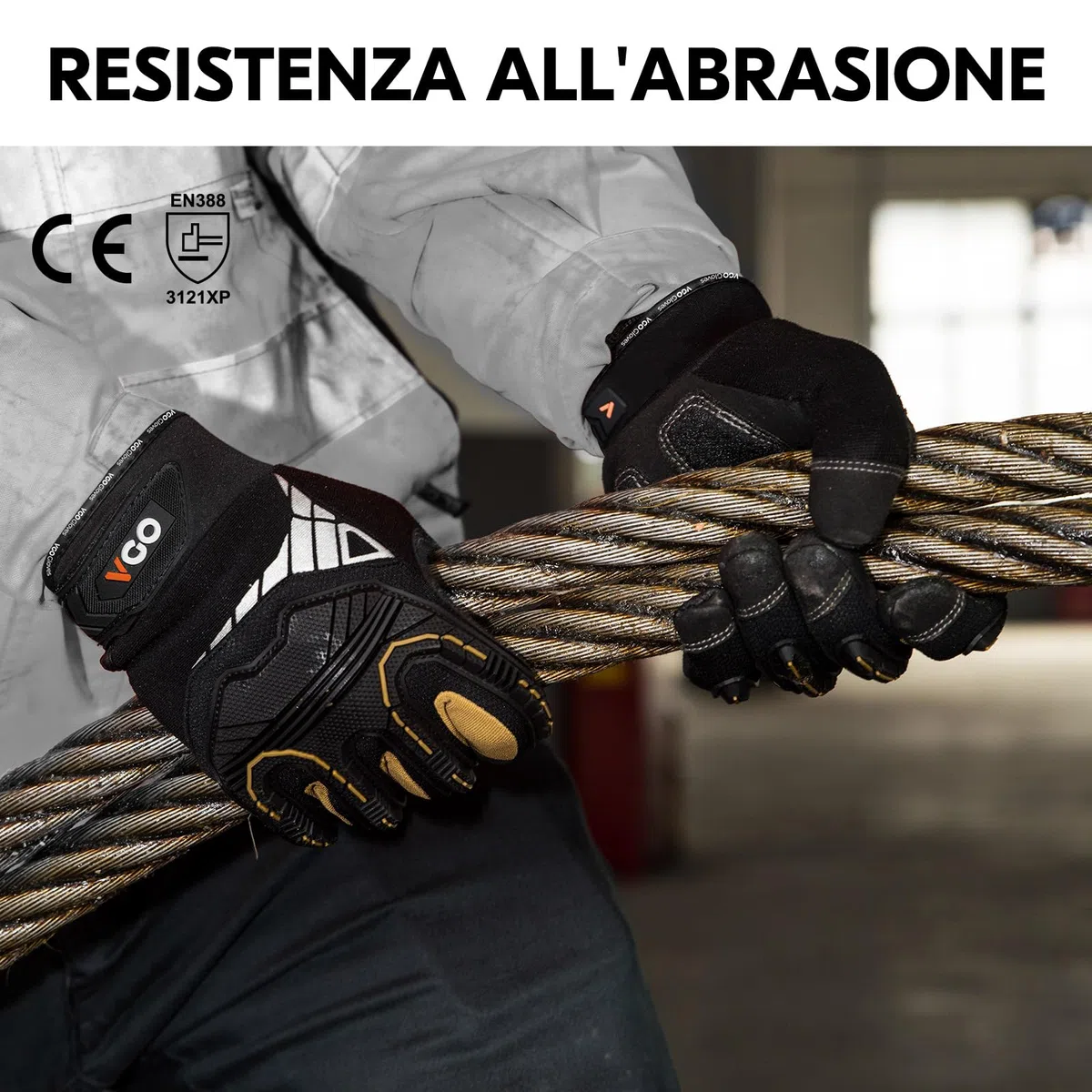 Vgo... Guanti da Lavoro Uomo Resistenti, Guanti Antivibrazione Meccanico Antiurto in Pelle, Guanti Protettivi Sicurezza Pesante Rigger Heavy Duty per Decespugliatore Camionista Edilizia, 1 paio