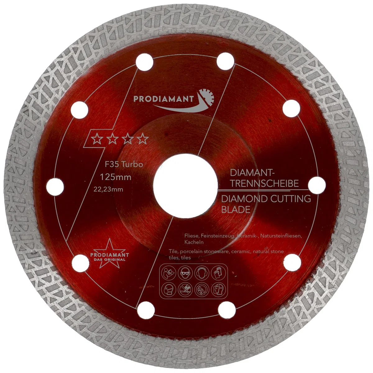 PRODIAMANT Disco da taglio diamantato Premium per piastrelle in gres fine 125 mm x 22,23 mm Disco per piastrelle da 125 mm per smerigliatrice angolare