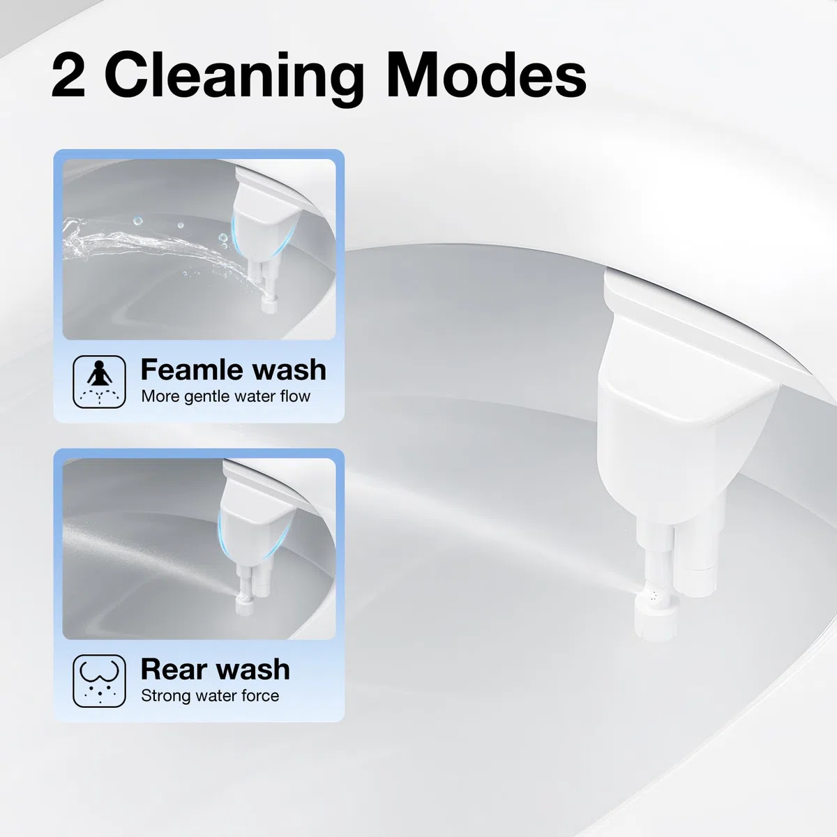 Bidet per WC Acqua Fredda, Bidet Portatile per WC Non Elettrico Pressostato regolabile Sottile Bidet Doppio ugello autopulente retrattile adattatore per bidet per WC