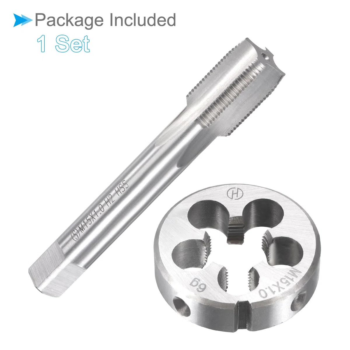 Set Rubinetti e Matrici, M15 x 1 Filettatura, Metrico Acciaio Alta Velocità Macchina Rubinetto per Vite & Kit Utensili per Stampi Tondi - (per Riparazione), 1 set