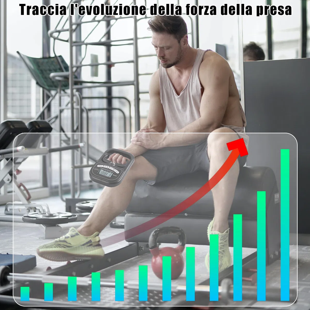 Dinamometro Digitale Portatile per Misurazione della Forza di Presa, Misuratore Elettronico di Forza con Acquisizione Automatica, Strumento di Precisione per Test di Resistenza(180KG)