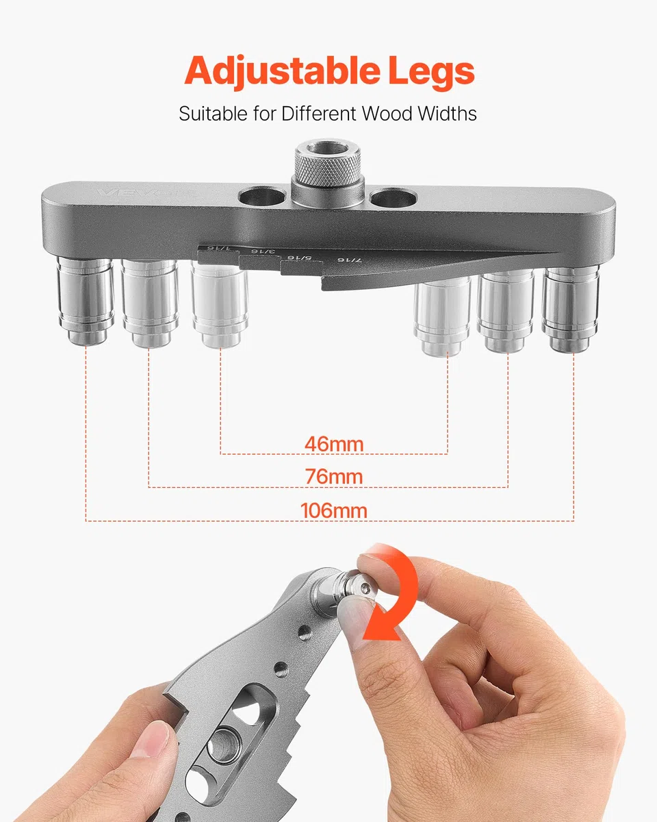 VEVOR Kit di Punte per Tasselli, Lega di Alluminio, Dima per Guida di Foratura, con Set di Punte da Trapano da 6,4 mm 7,9 mm 9,5 mm e Set di Collare di Arresto per Punte da Trapano