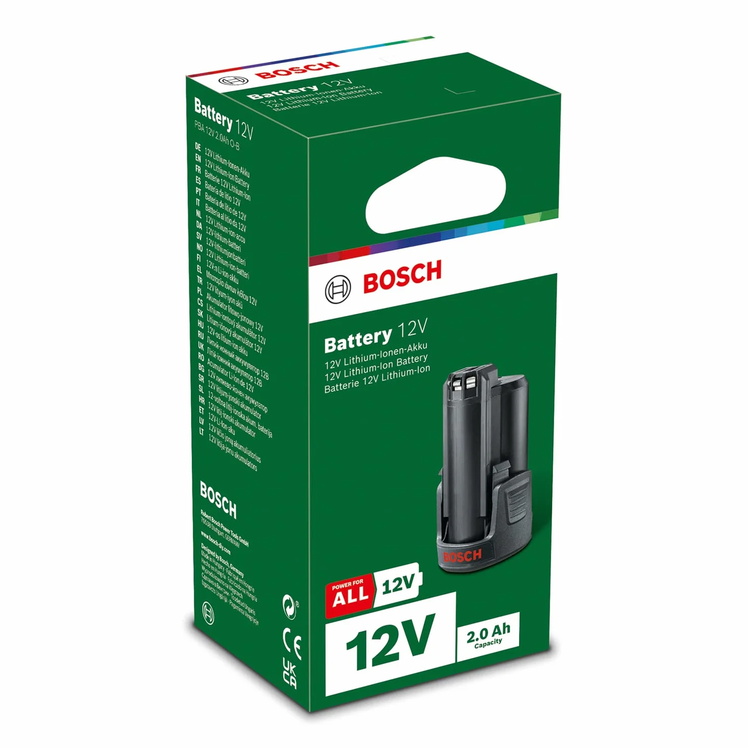 Bosch - Batteria sostitutiva 12 V (1 batteria da 2,0 Ah, sistema da 12 Volt, in cartone)