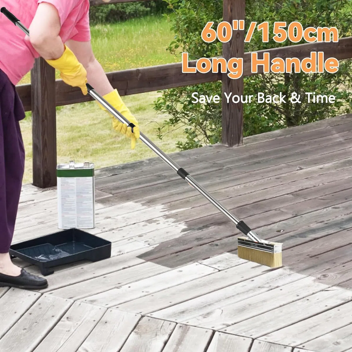 Pennello Pittura 150 cm,Pennello Da Terrazza con Manico Lungo, Pennelli Di Vernice Superficie Pennelli Da Macchiatura Spazzola Da Terrazza Per Pittura, Lappatura, Parete, Soffitto