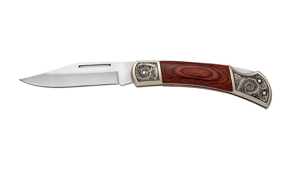 AUSONIA - Coltello da tasca Cm 22 da collezione con manico lavorato in scatola regalo