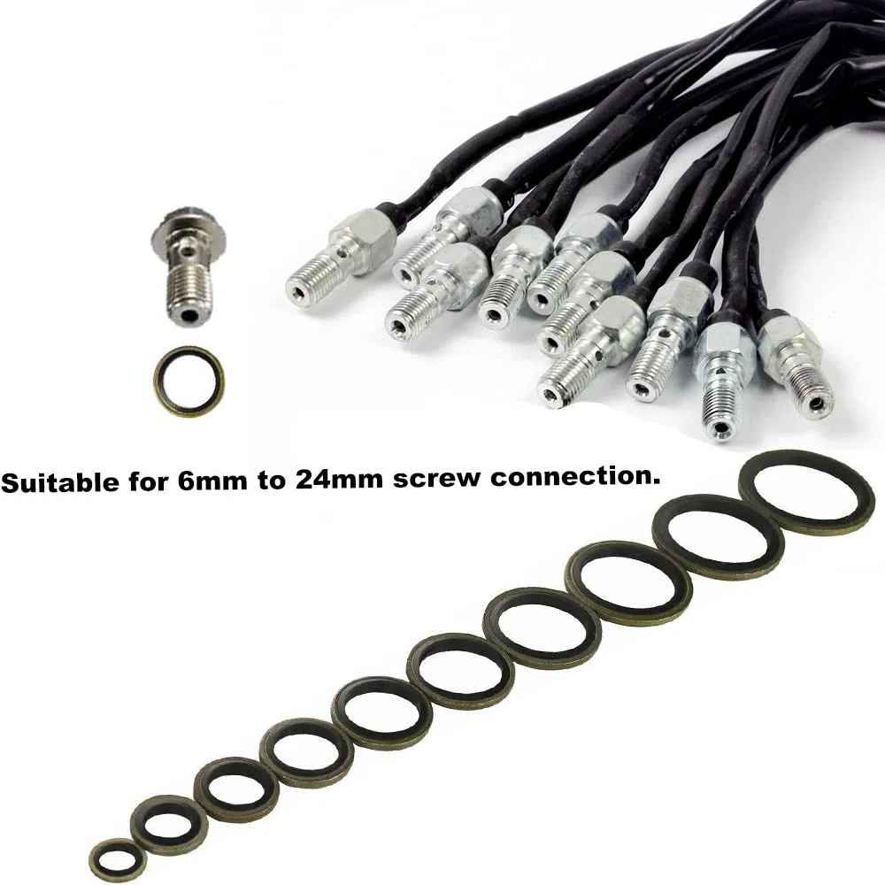 Rondella Piatta con Labbro in Gomma, 150 pezzi Kit Piatte Guarnizione Anelli di Tenuta, 10 Taglie Rondelle, Guarnizione per Tappo di Scarico, Riparazione Auto, Ø 6-24 mm