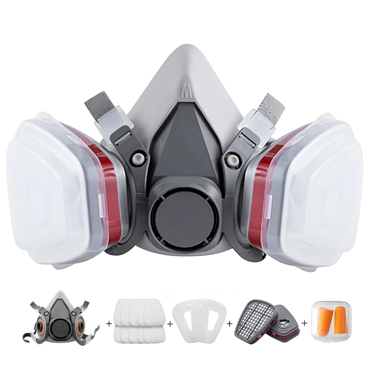 Maschera protettiva riutilizzabile con filtro antipolvere,Maschera a gas respiratorio con filtro per spray, pittura, lavoro, prodotti chimici, fai da te, levigatura