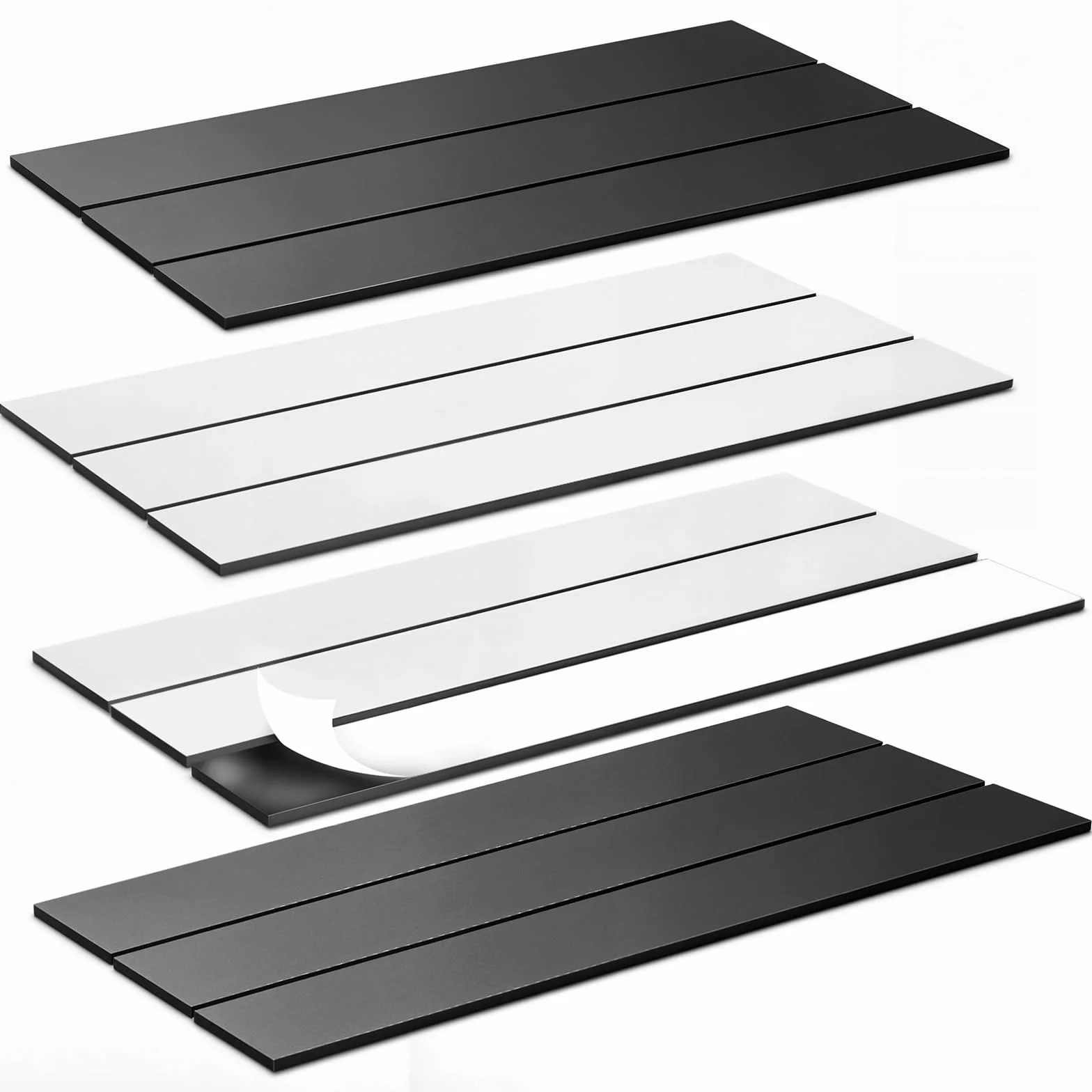 Strisce Magnetiche Adesive, 12 Pezzi 15cm x 25mm x 2mm Nastro Adesivo Magnetico, Calamita Adesiva per Cucina Garage Studio Ufficio