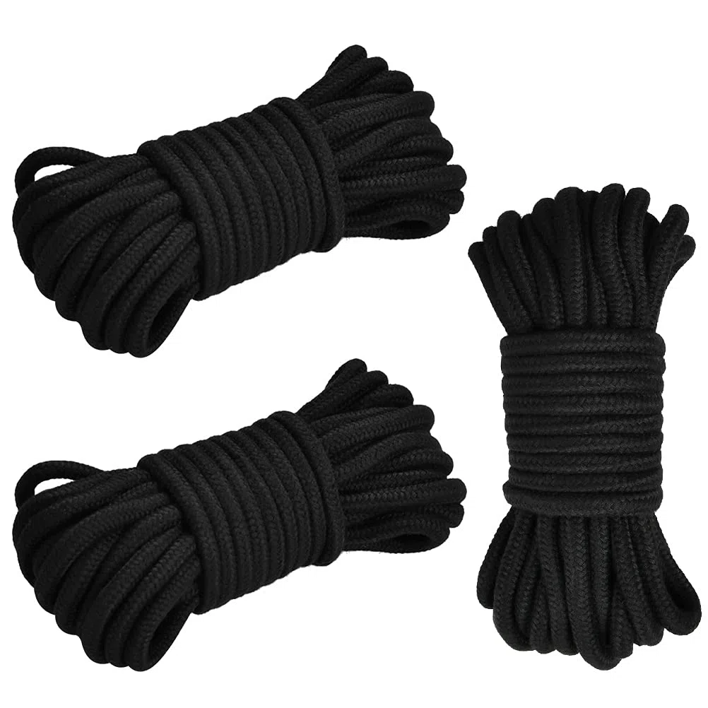 TIMESETL Corda Nera 8mm 3 x 10M Corda di Canapa Nera Corda Cotone Macrame 8mm Cordino Nero Cotone, Corda di Canapa Nera per Decoro, Appendere Piante, Arazzi, Artigianato Fai-da-Te