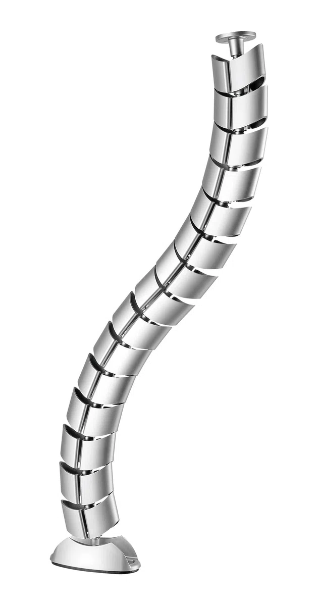 mywall Passacavi HZ44SL con lunghezza fino a 730 mm, gestione cavi per scrivanie con fissaggio a vite, canalina per cavi circolare, sistema a 2 canali con struttura a vortice modulare