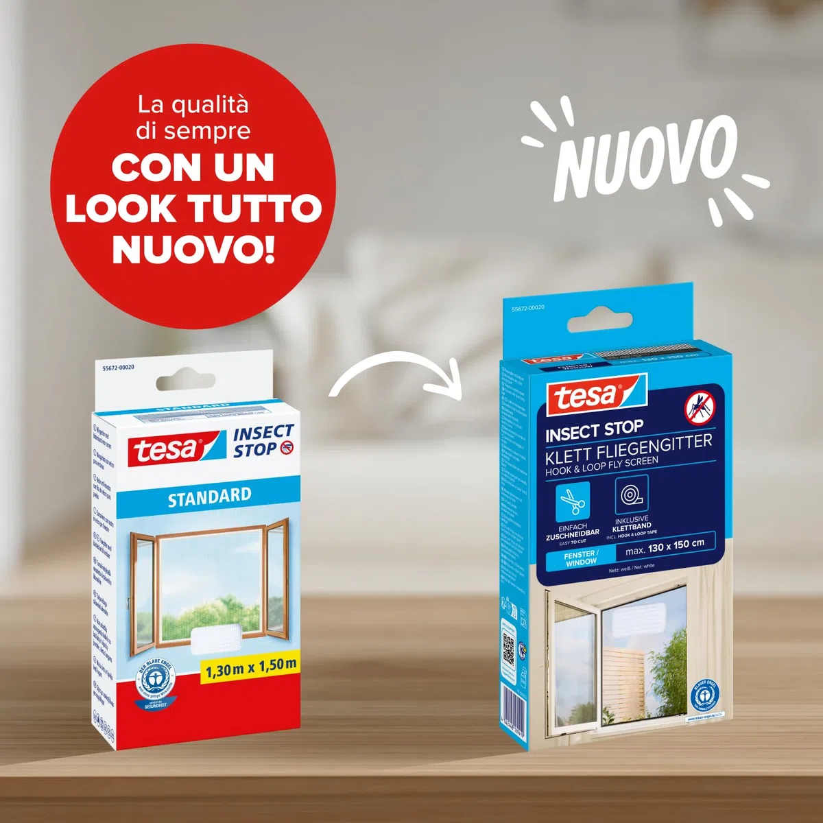 tesa INSECT STOP H&L Fly Screen for Window - zanzariera con nastro a strappo, taglio su misura, senza fori, bianco - 3x 130 x 150 cm
