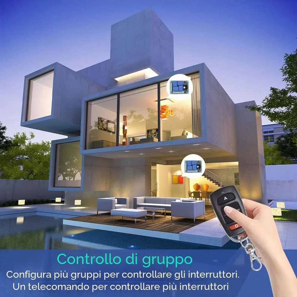 QIACHIP 433 Mhz RF Interruttore remoto wireless ricevitore relè radiocomando 4 canali DC 12V con 4 telecomandi per luci, porta del garage, motore controller