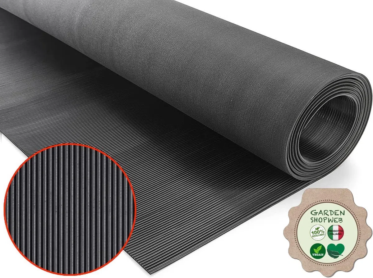 Tappeto Gomma Antiscivolo MILLERIGHE Copri Pavimento H120 Cm ALTO Spessore 3mm Nero Robusto su Misura (100X120_MILLERIGHE_GOMMA)
