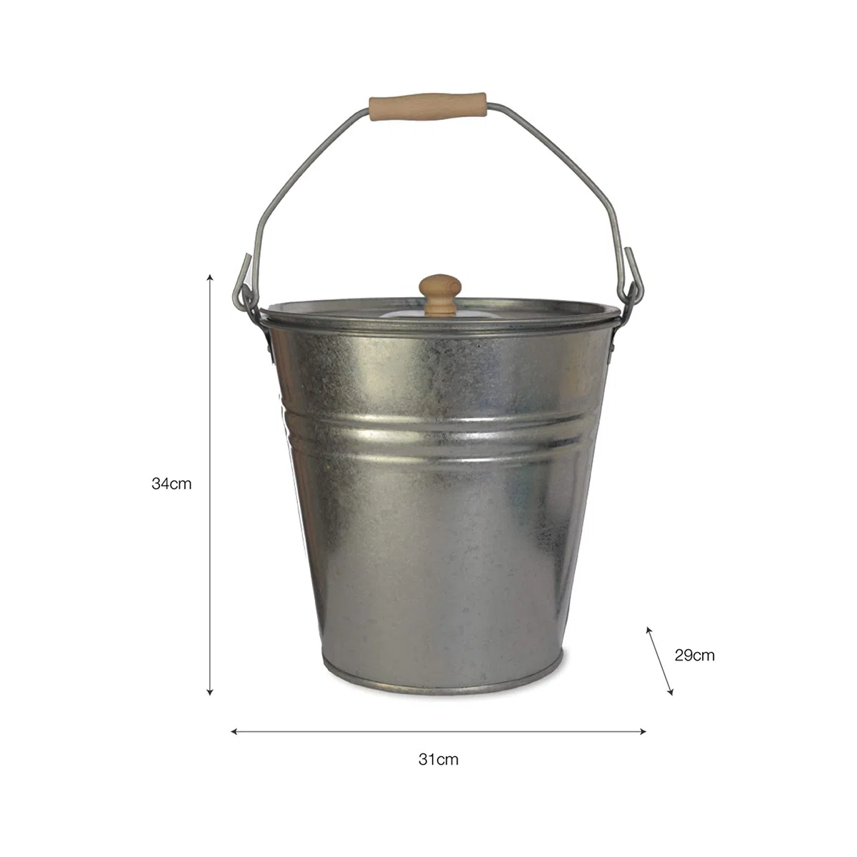 CKB LTD Secchio per caminetto con coperchio rimovibile, supporto universale per legna da ardere, carbone, cassonetto per cenere, per camino e griglia, in acciaio zincato