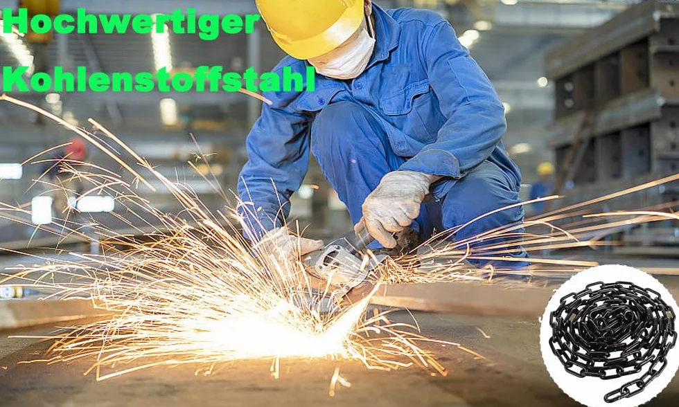 Catena nera 6 m 3 mm, catena di sicurezza per appendere recinzioni, catena a dondolo, poltrona sospesa, catena per lampada, catena per cani, catena girevole, asciugatura della catena in ferro zincato