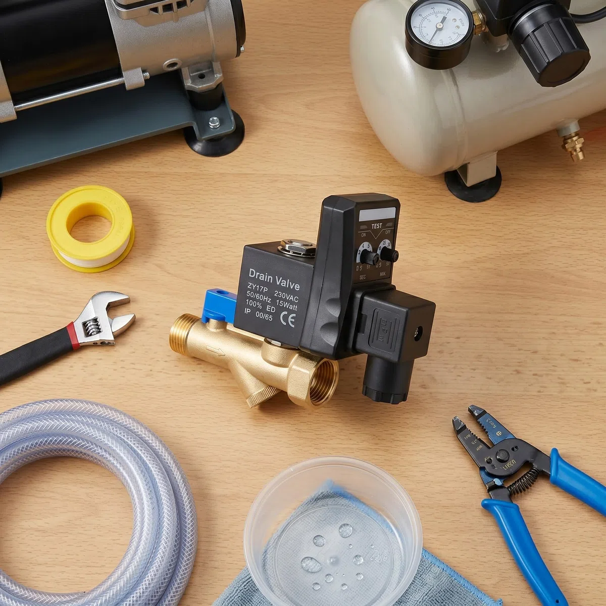 G1/2 DN15 Rubinetto Di Scarico In Ottone Programmabile, Valvola di Scarico Elettronica Per Compressore D'aria(AC 220V)