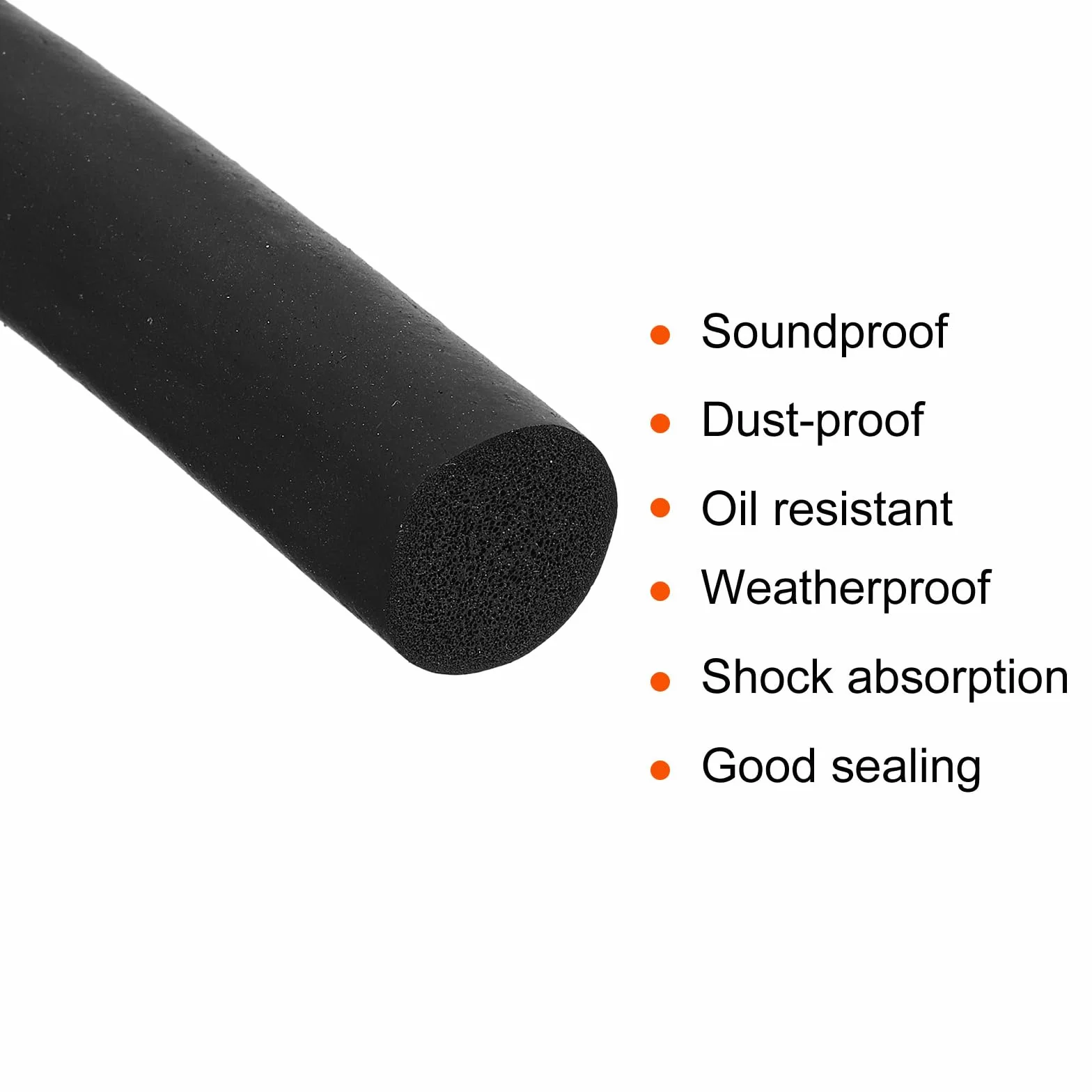 QUARKZMAN Nastro Guarnizione in Schiuma di Gomma, Dia 8mm(5/16") Lunghezza 8m (26.24Ft) Gomma Epdm Rotonda Guarnizioni, Guarnizione in gomma, Magazzino, Pad, Tubi in Schiuma, Artigianato