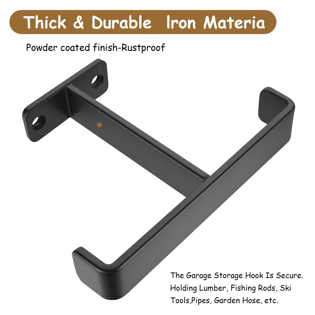 4 PzGanci Garage Parete, Ganci da Soffitto per Garages, Gancio Doppi per Attrezzi da Garage, Supporto Bici da MuroGanci da Parete per Carichi Pesant Biciclette Attrezzi Scale Portautensili(Nero)