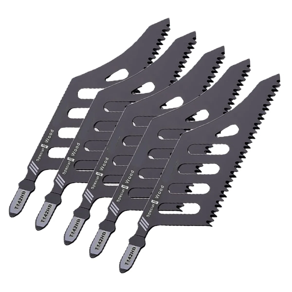 Goshyda 5 Pezzi Lama Taglio a Filo a Filo, Pale della a Curva Irregolare HCS con Denti a 3 Lati, Manico Ergonomico, per Tagliare la Plastica in Metallo in Metallo in a Secco