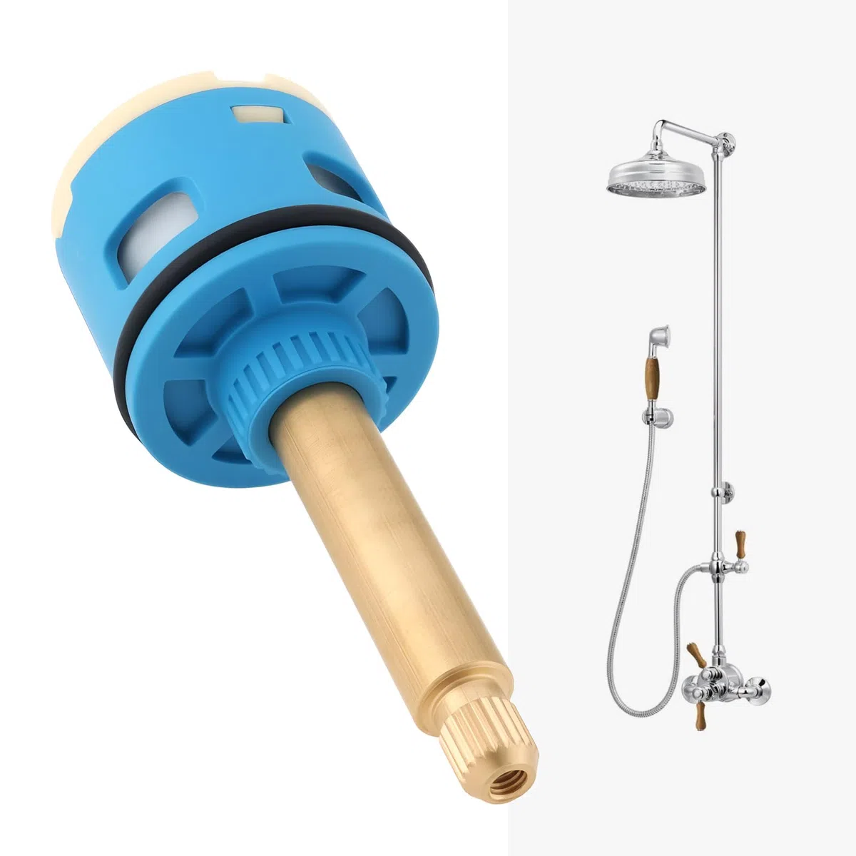 SG Store Cartuccia a disco in ceramica da 85,7 mm, miscelatore termostatico per doccia a 2 vie a 3 fori, adatto per deviatore a due vie, valvola doccia