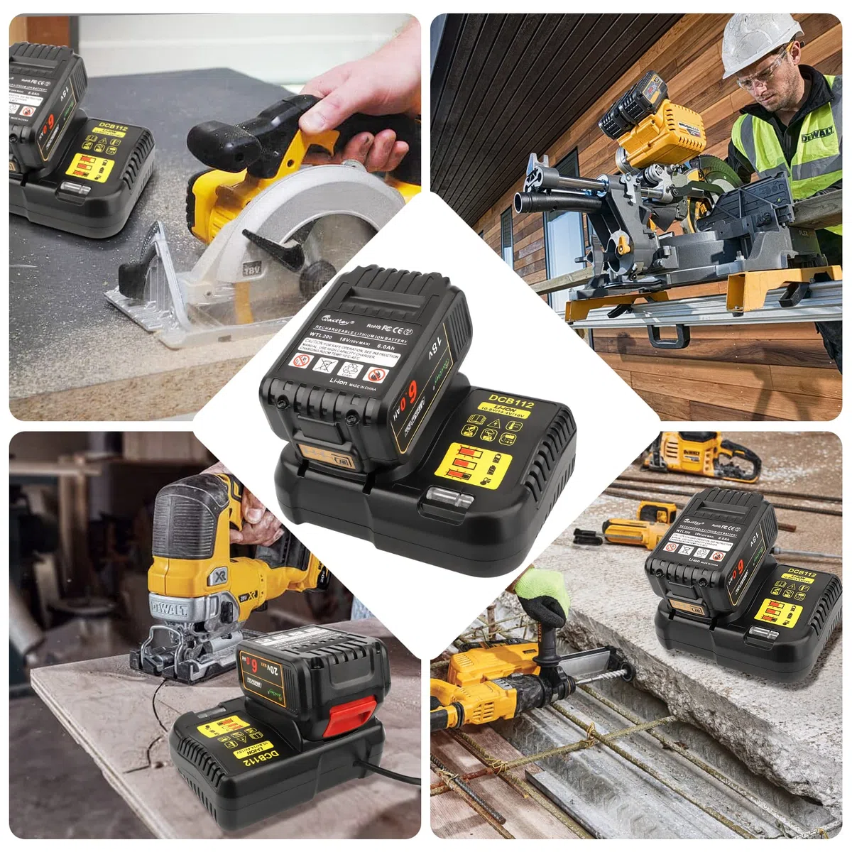 Batteria carica agli ioni di litio 10,8 V -18V per caricatore DeWalt Caricabatterie DCB112 DCB115 XR Multi Voltage