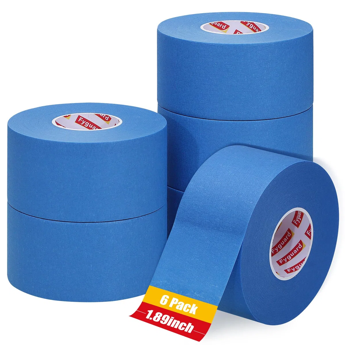 6 rotoli di nastro adesivo blu, 48 mm x 50 m, nastro coprente per mascheratura, facile rimozione, carta crespa per pittura e decorazione, interni ed esterni