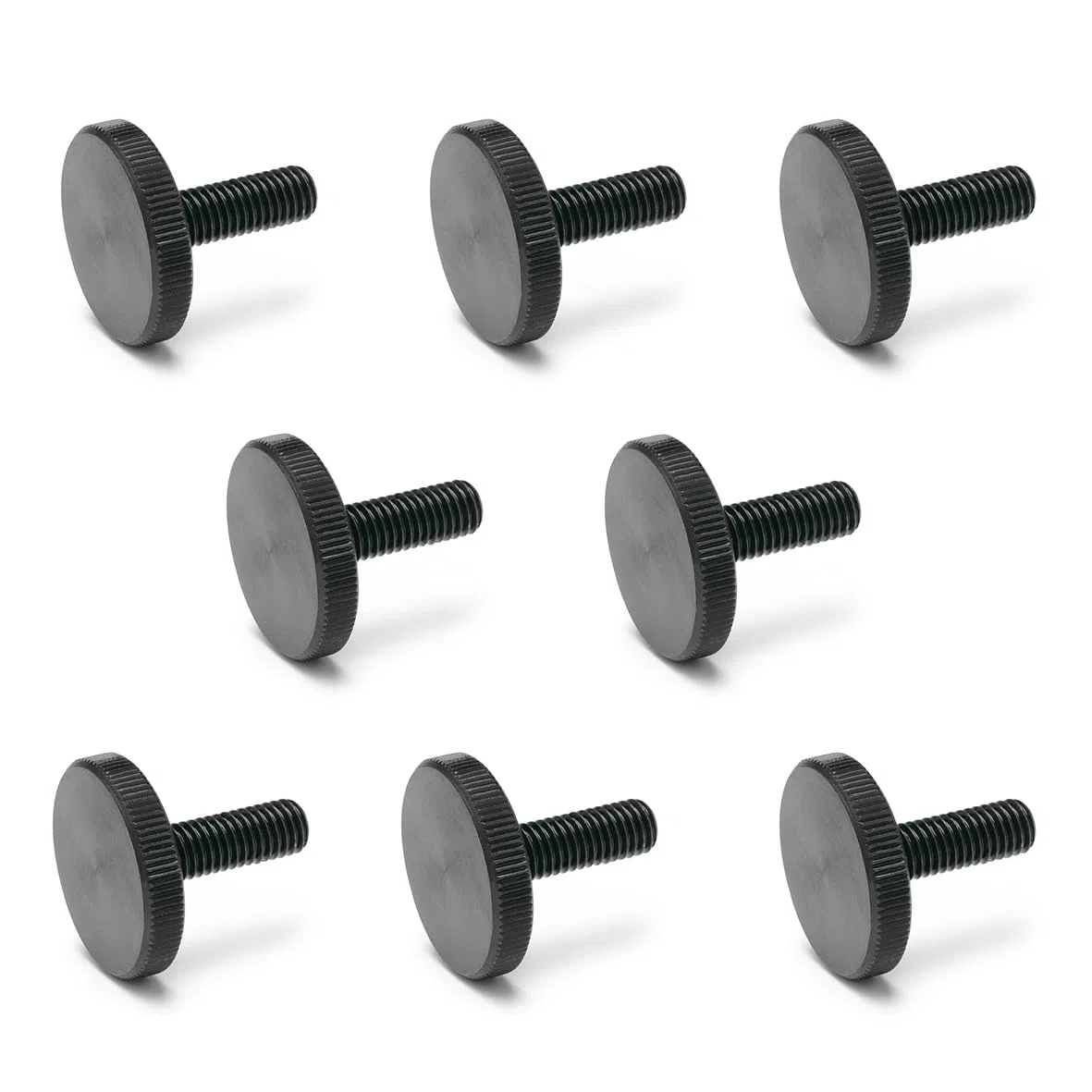 Ganter Normelemente | Viti a testa zigrinata piatte | Viti a testa zigrinata (forma bassa) | DIN 653-M6-30 | 8 pezzi | acciaio brunito | Filettatura: M6 x 30