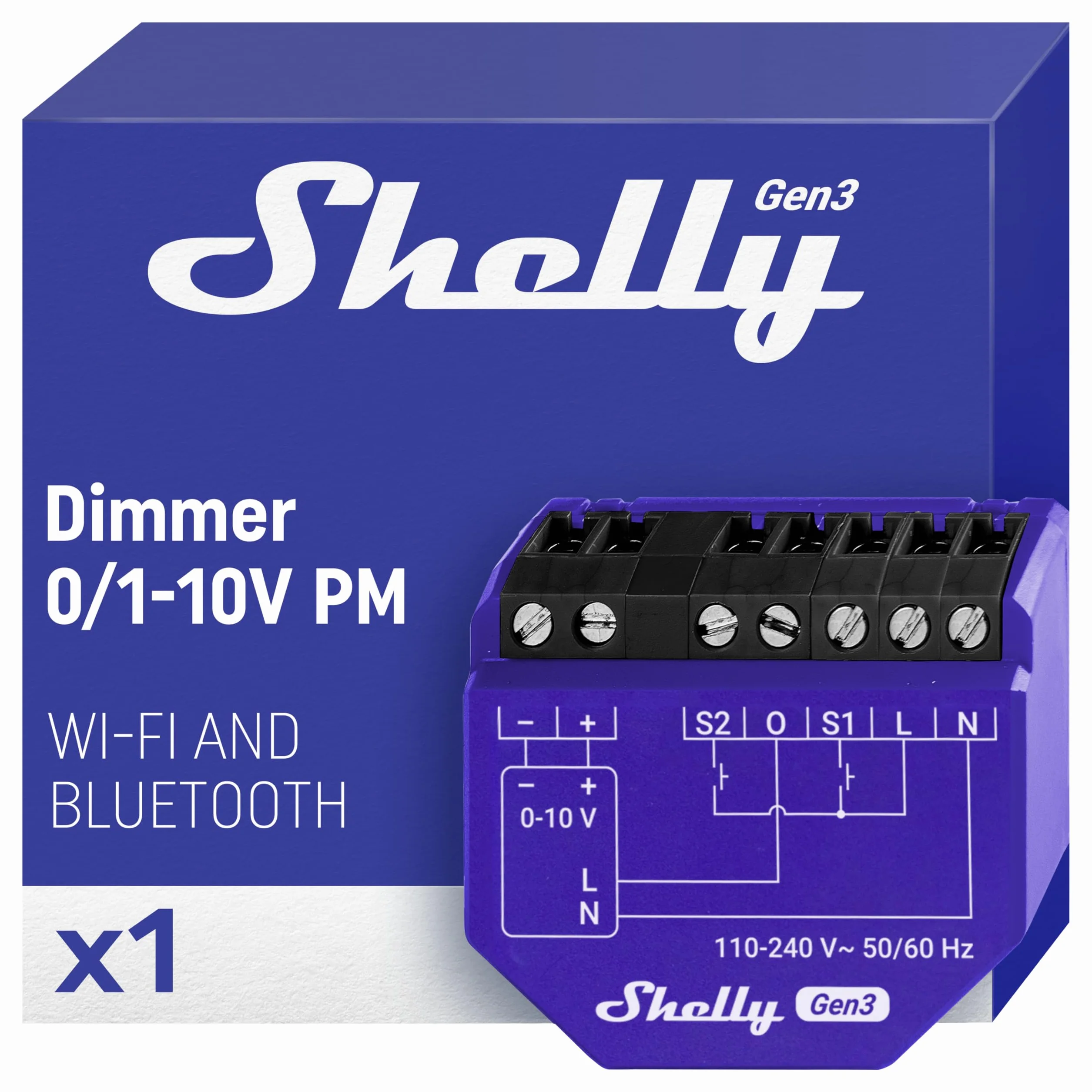 Shelly Dimmer Gen3-0-10V PM, Modulo Dimmer Smart Wi-Fi, Monitora il Consumo di Energia, Controllo Remoto di Luci Dimmerabili, Domotica, Android & iOS, Alexa e Google Home, Nessun Hub Richiesto