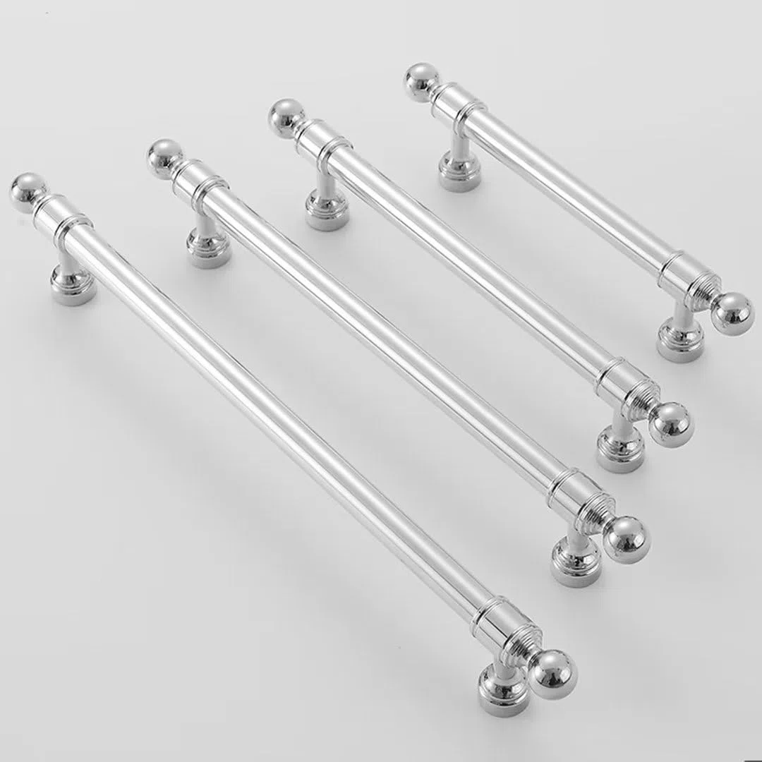 Set di 4 maniglie e tiranti per porte della cucina, in lega di alluminio, maniglie per armadietti, pomelli per mobili da bagno, cromati, maniglie per cassetti e mobili, decorazione per la casa
