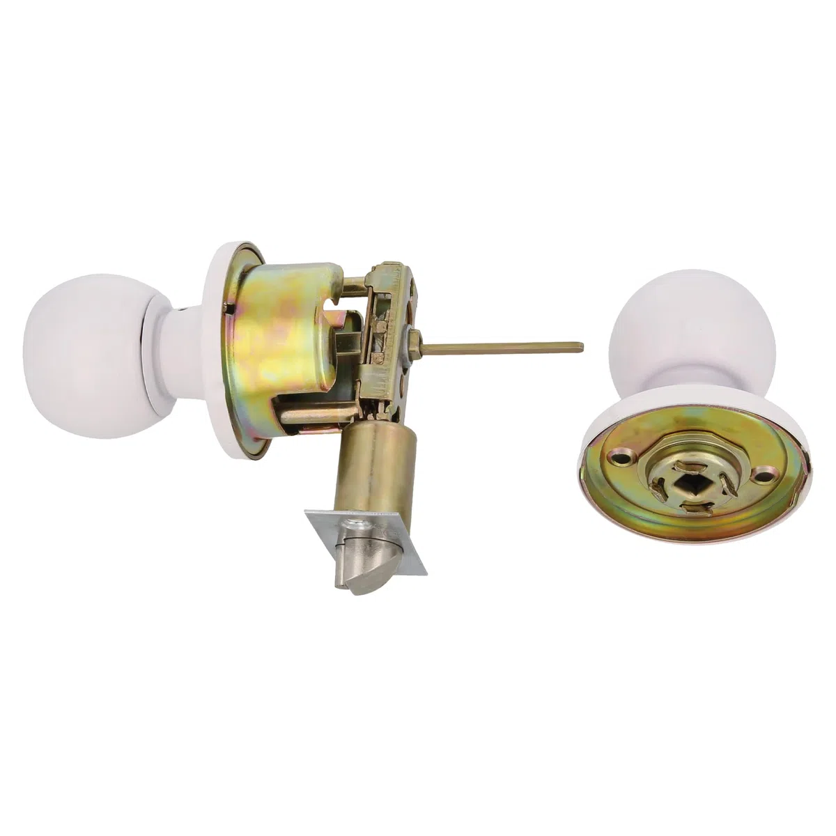 Amig - Set di Pomelli a Sfera con Serratura | Ottone Robusto e Sicuro | Adatto per Porte in Legno | Finitura Bianca Elegante | Sistema Antischeda | Modello 5100, Multicoloured, Standard, Ottone