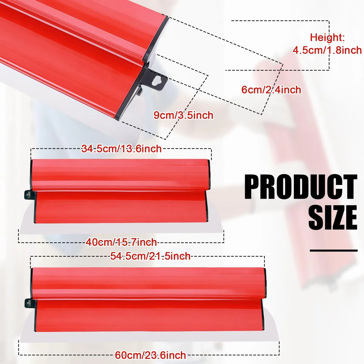 GAESHOW 40cm+60cm Spatole per Stucco con Impugnatura a Forma di Z, con lama in Acciaio Inossidabile da 0,35 mm, Kit Spatole Professionali per Lisciatura, per Intonacare Pareti e Soffitti (40cm+60cm)