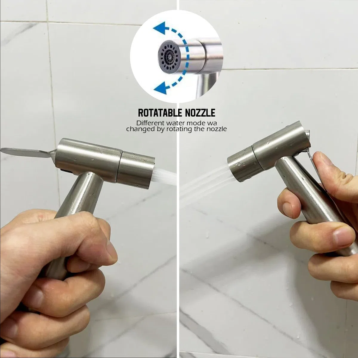 Bidet Portatile Kit Doccetta,Spruzzatore per WC con doppia modalità,doppio interruttore, in Acciaio Inossidabile, con Deviatore 2 Vie, con Tubo 1,5m e Supporto