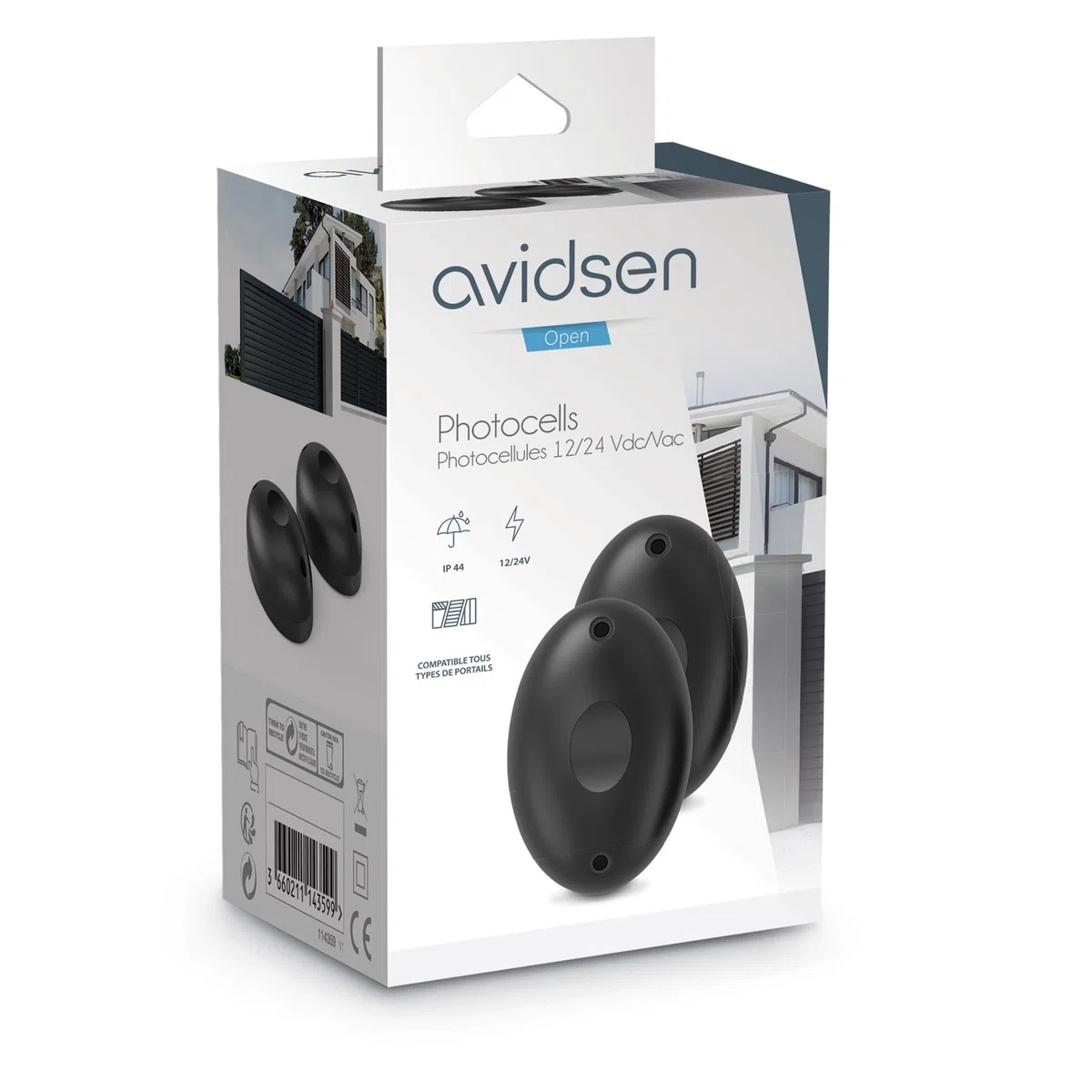 Avidsen 114359 Fotocellule per Apricancello, Nero, Set di 2 Pezzi