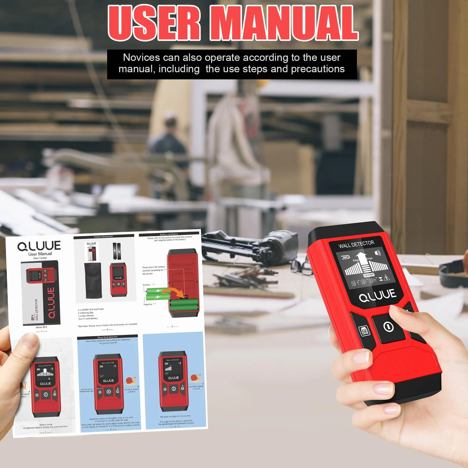 Rilevatore di perni, scanner da parete 5 in 1, sensore elettronico, scanner da parete, rilevatore di tubi metallici, display LCD con batteria, per rilevare legno, metallo e cavi nella parete