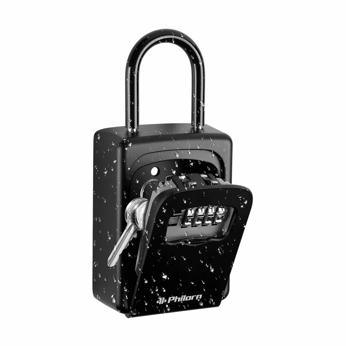 PHILORN Cassetta di Sicurezza per Chiavi, Cassaforte Chiavi Resistente alle Intemperie - Appeso o Montato a Parete | Ultra-Robusto Cassetta Chiavi con 4 Cifre Combinazione Codice