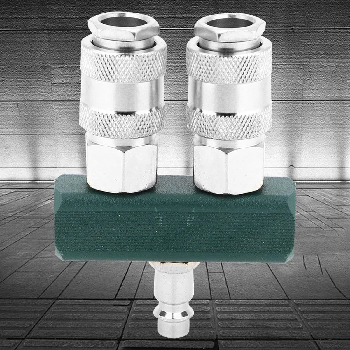 Separatore a 2 Vie per Aria Compressa con Connettori Girevoli Raccordi Utensili Pneumatici 1/4 NPT