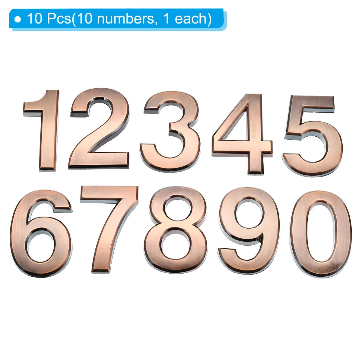 PATIKIL Numeri Civici 3D Cassetta Postale Numeri 0-9 per Esterno 10pz Porta Indirizzo Numeri Lettera Autoadesivi Largo per Casa Appartamento Ufficio Hotel Camera Posta Segno Bronzo