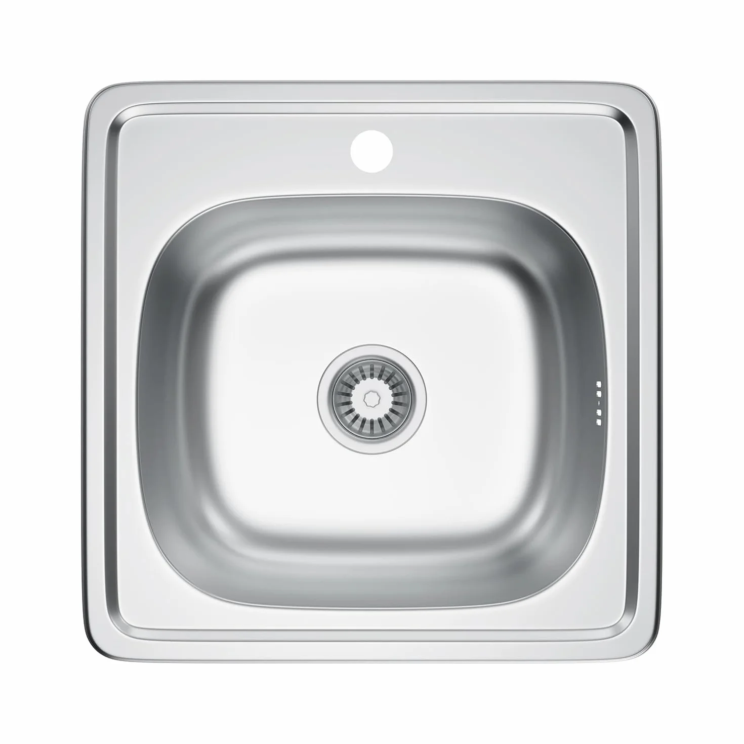 Lavello in acciaio inox, 1 vasca con sifone e foro per rubinetto (48 * 48cm)