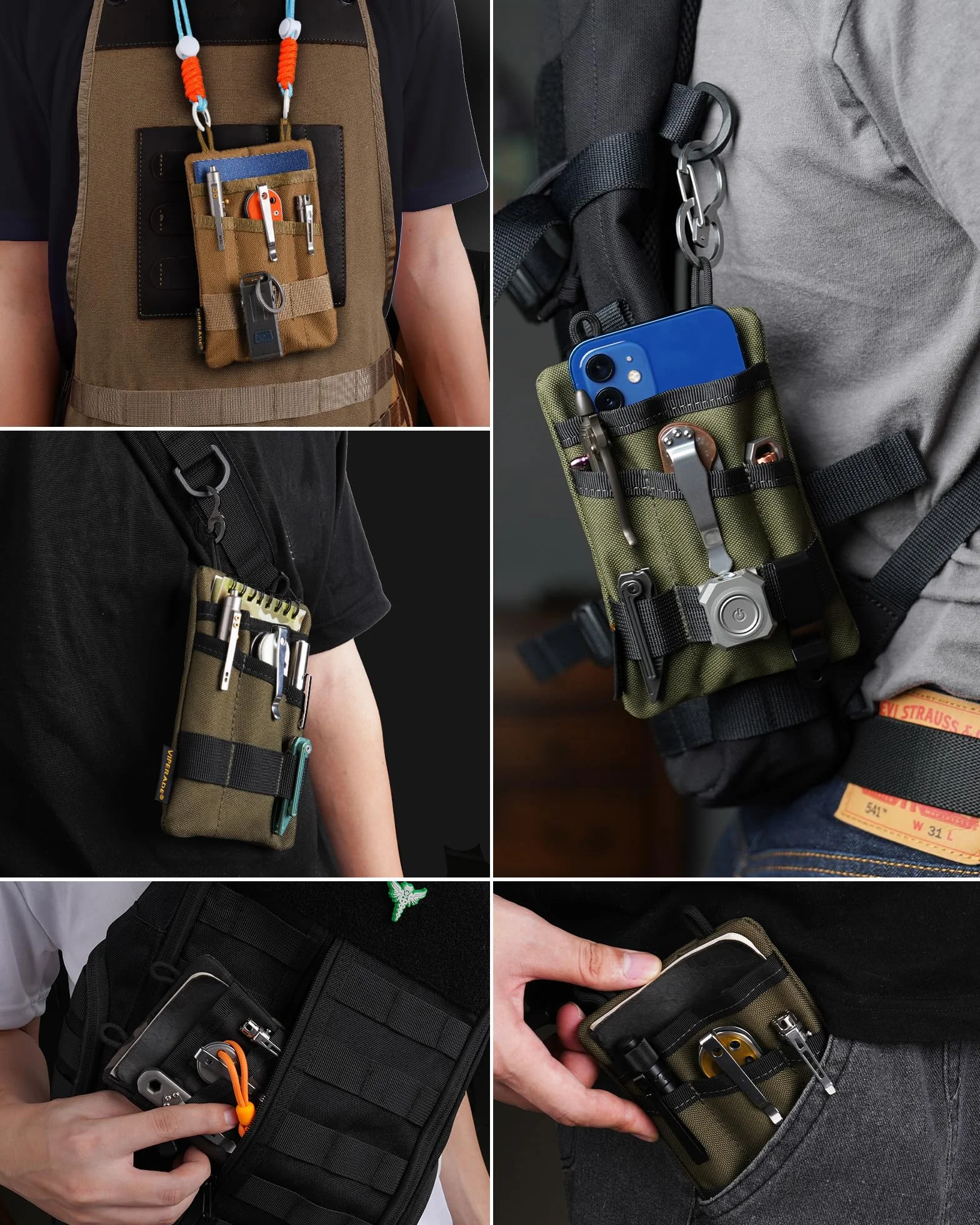 VIPERADE VE1 EDC Borsa porta attrezzi in nylon Borsa per attrezzi Everyday Carry Multitool Custodia Custodia per EDC Gears Torcia Tascabile Coltello Penna Taccuino