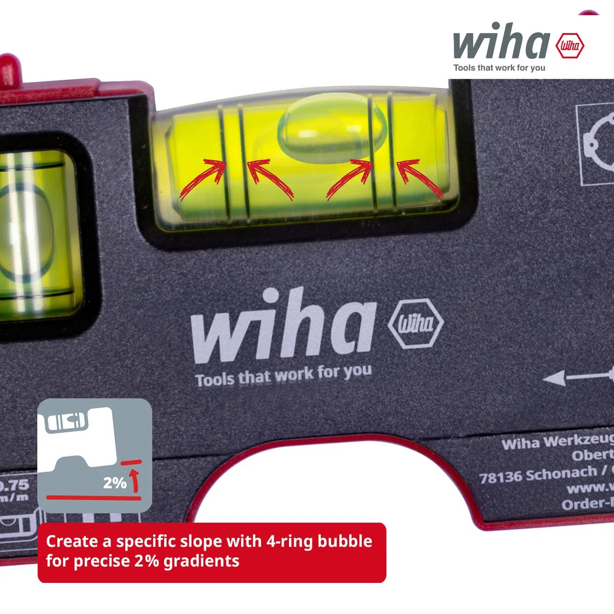 Wiha Mini livella a bolla Pocket I 10 cm con magnete I Strumento da elettricista per presa di corrente I Livella a bolla orizzontale a 4 anelli + livella a bolla verticale per un allineamento preciso