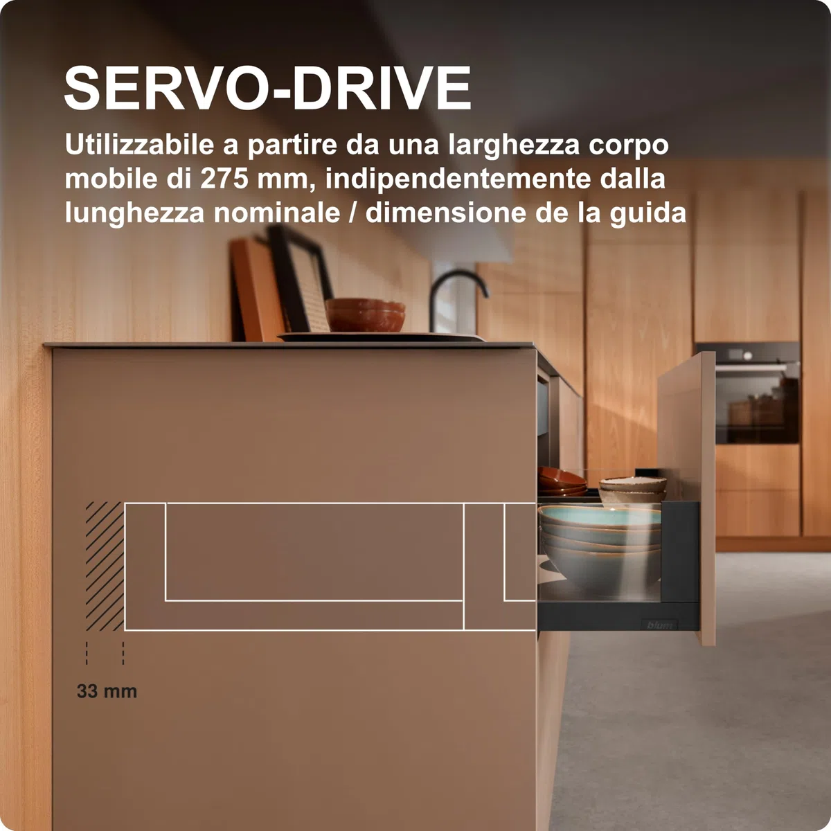 Unità motrice SERVO-DRIVE Blum I Sistema automatico di apertura di cassetti, cassettoni e telai ad estrazione I Lusso residenziale