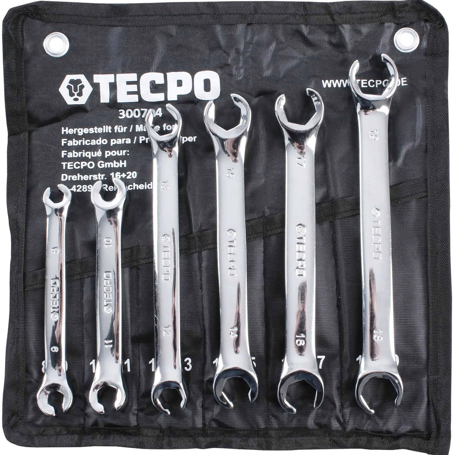 TECPO Chiave ad anello aperto, 8-19 mm, 6 pezzi