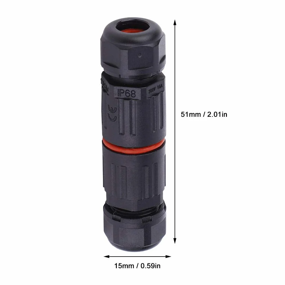 10 Pz Connettore Impermeabile 3 Pin Cavo Elettrico Raccordo Esterno