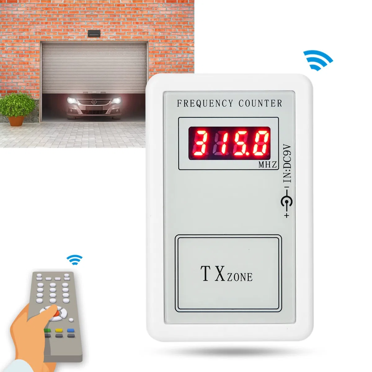 250-450 MHz Misuratore di frequenza Digitale Contatore Dispositivo di frequenza Digitale Portatile Tester per Telecomando Senza Fili Regolatore per Porta elettrica Controllo accessi applicabile