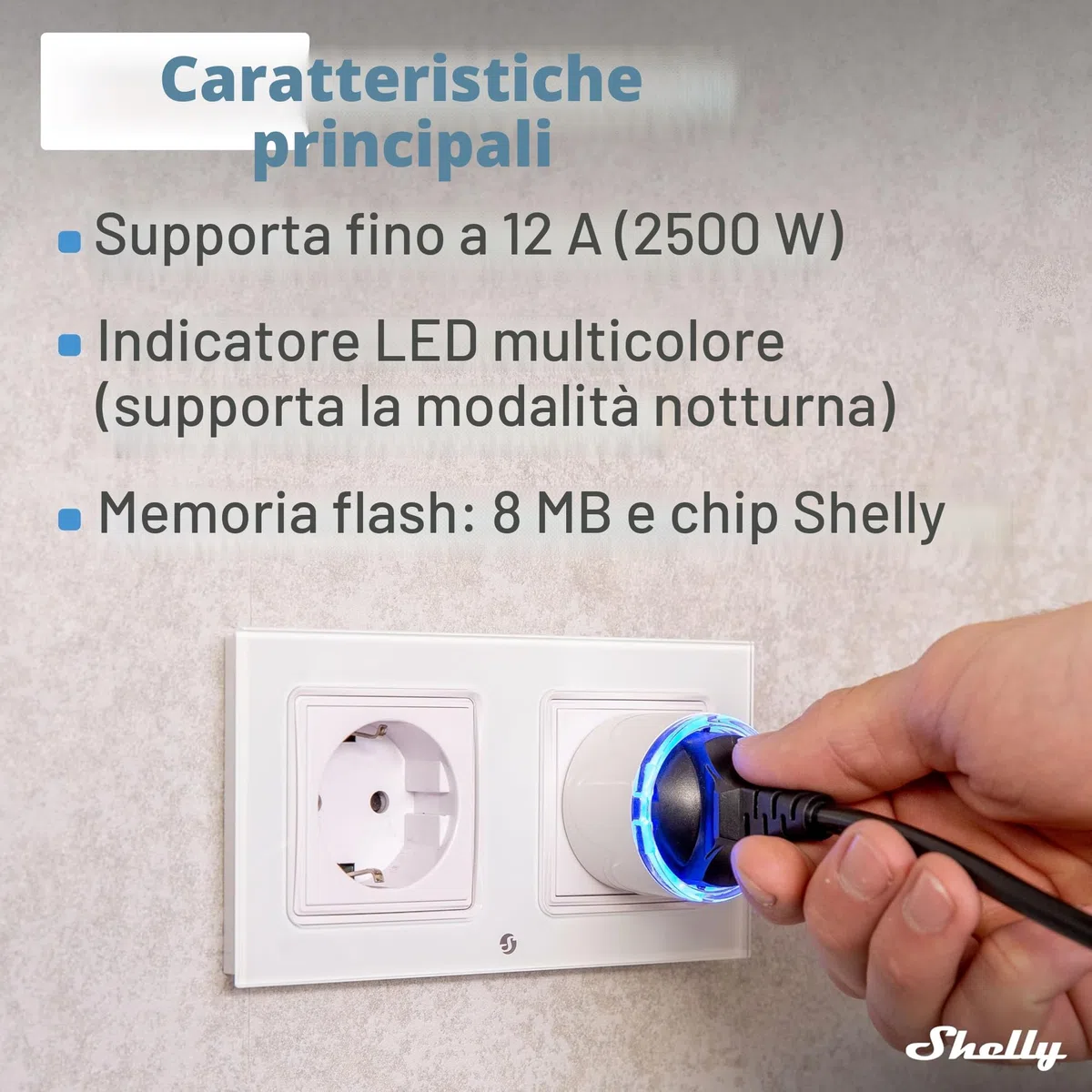 Shelly Plug S Gen3 Bianco - Presa Intelligente Wi-Fi (Tipo F), Misurazione Consumi, 12A, 2500W, Matter, Nessun Hub Richiesto, Controllo da Remoto, Programmi Smart, Alexa, Google Home, Apple HomeKit