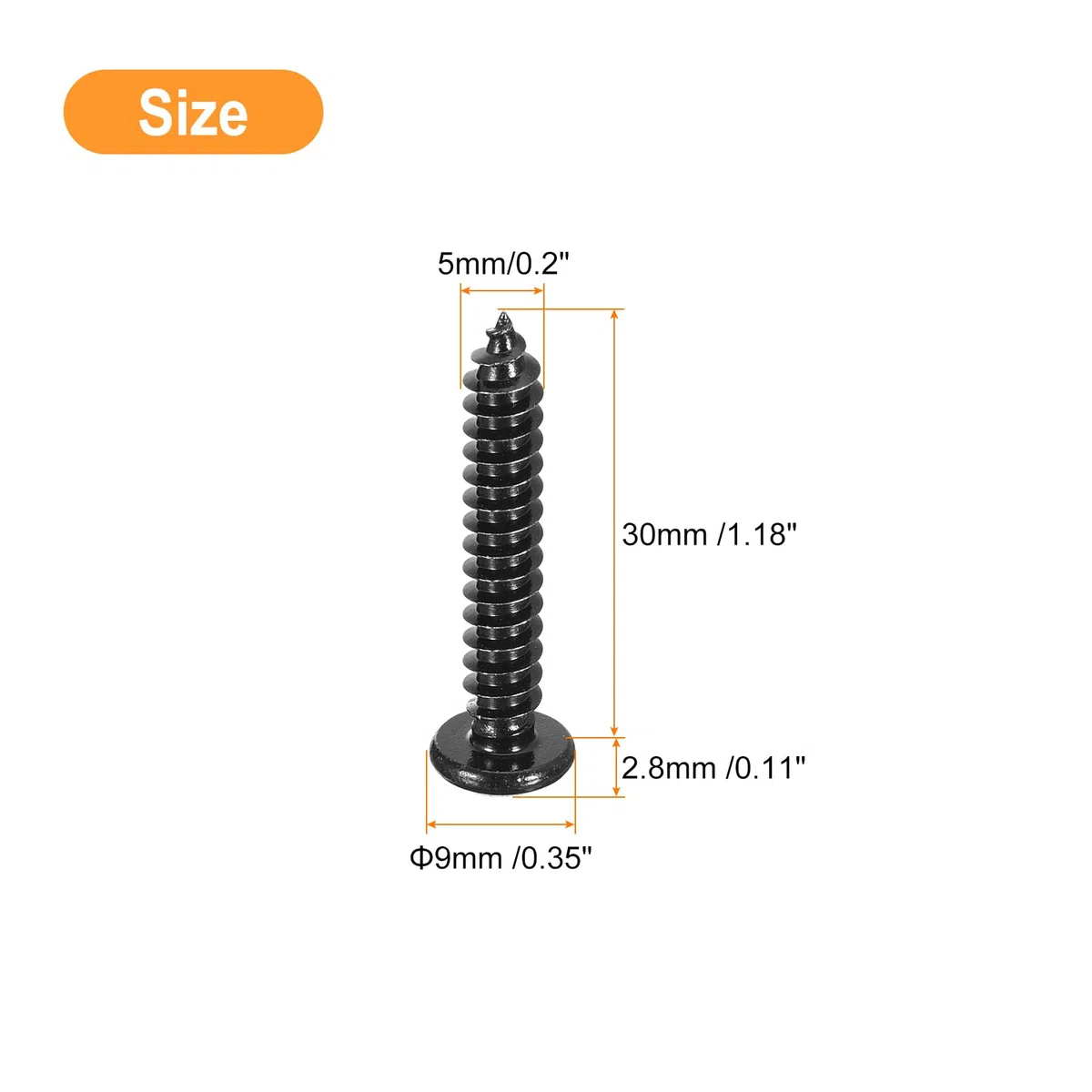 QUARKZMAN 5mm x 30mm Croce Tondo Testa Autofilettante Vite, 50pz - Acciaio Inox 304 Rotondo Testa Legno Vite Completa Filettatura (Nero)