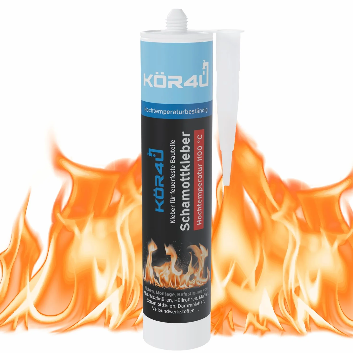 Kör4u Colla Refrattaria 310 ml - Beige per Componenti Refrattari, Perfetta per Riparare Mattoni Danneggiati