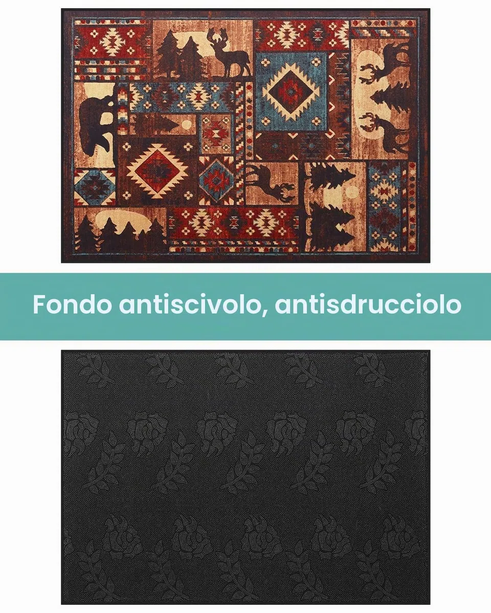 Tappetini Antiscivolo, Tappeti Vintage, Tappeti con Motivi per Interni, Facile da Pulire e Riporre
