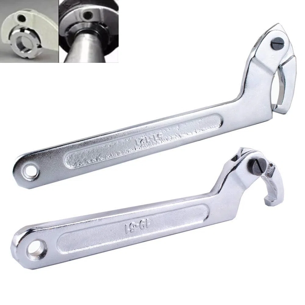 Poweka Chiave, Chiave a C Regolabile a Gancio, 3/4-2" (19-51Mm),Set di Chiavi 2-4 3/4" (51-121Mm) per il Serraggio di Collari, Controdadi e Dadi Laterali su Cuscinetti