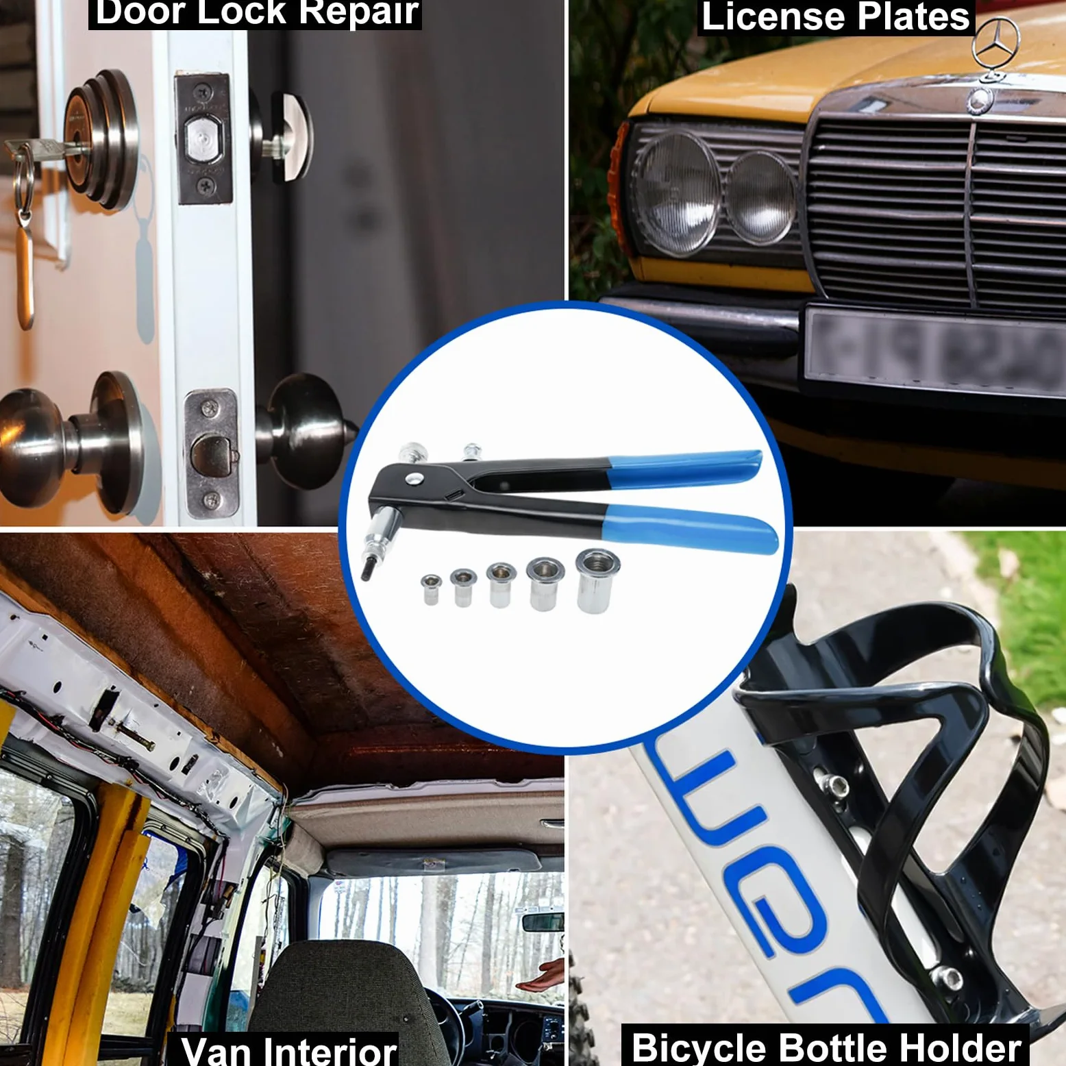 BOOMSTART Rivettatrice Inserti Filettati Kit, 86Pz M3 M4 M5 M6 M8 Rivetti Filettati con Pinza, Manuale Rivettatrice Dadi Filettati per Riparazione Auto